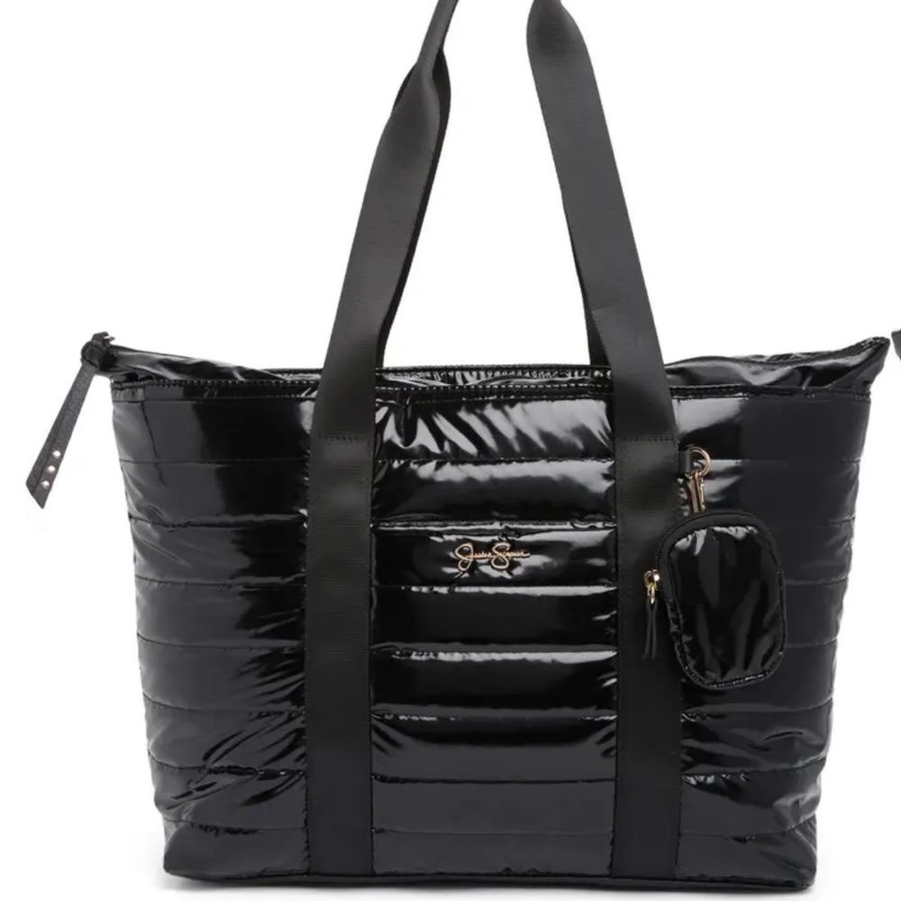 NWOT! Jessica Simpson “Portia” Glossy Black Puffer Bag & Signature Logo